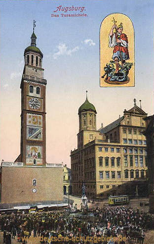 Augsburg, Turamichele (Perlachturm und Rathaus)