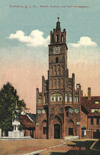 Brandenburg, Altstädt. Rathaus und Kurfürstendenkmal