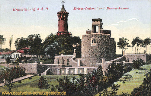 Brandenburg a. H., Kriegerdenkmal und Bismarckwarte