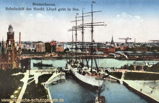 Bremerhaven, Schulschiff des Norddeutschen Lloyd geht in See