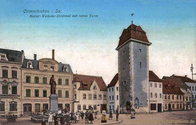 Crimmitschau, Kaiser-Wilhelm-Denkmal mit rotem Turm