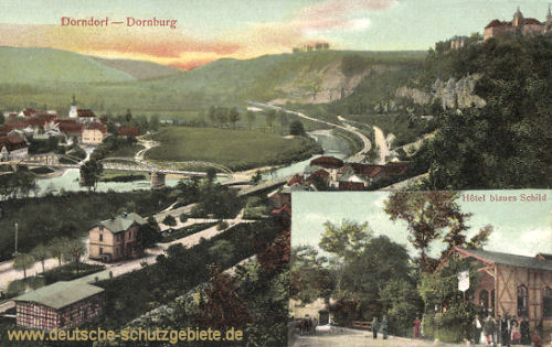 Dornburg, Dorndorf, Hotel blaues Schild