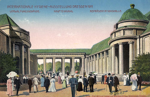 Dresden, Internationale Hygiene-Ausstellung 1911 Verwaltungsgebäude, Haupteingang, Repräsentationsgebäude