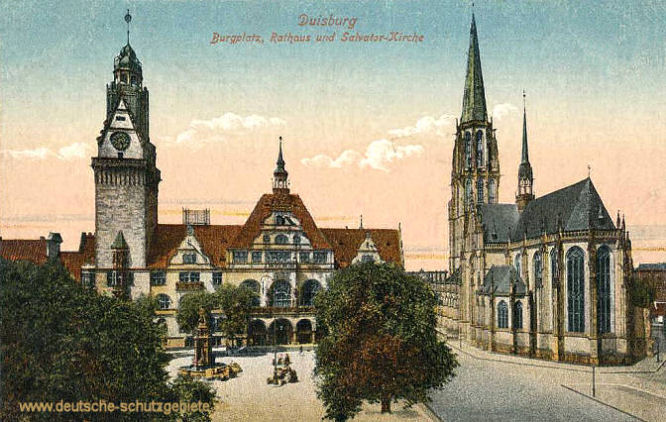 Duisburg, Burgplatz, Rathaus und Salvator-Kirche