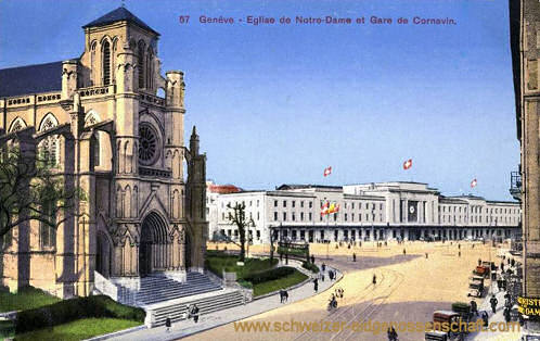 Genève, Eglise de Notre-Dame et Gare de Cornavin