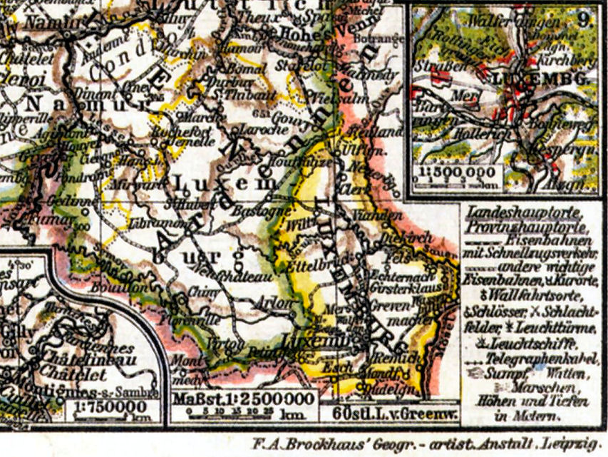 Großherzogtum Luxemburg, Landkarte 1911