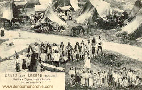 Gruß aus Sereth (Bukowina) Berühmte Zigeunerfamilie Daducha auf der Durchreise