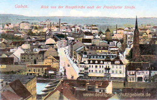 Guben,Blick von der Hauptkirche nach der Frankfurter Straße