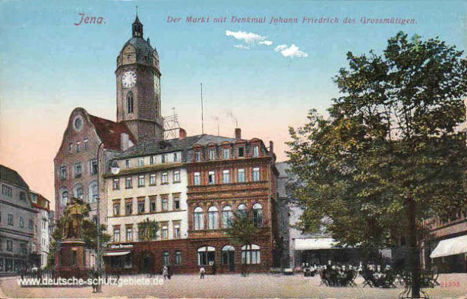 Jena, Der Markt mit Denkmal Johann Friedrich des Grossmütigen