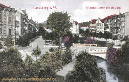 Landsberg a. W., Bismarckstraße mit Anlagen