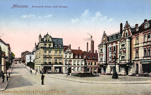 Meerane i. S., Bismarckplatz mit Bismarckdenkmal