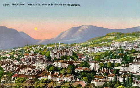Neuchâtel, Vue sur la ville et la trouée de Bourgogne