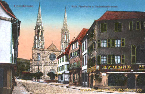 Oberehnheim i. Els., Katholische Pfarrkirche und Sechseimerbrunnen