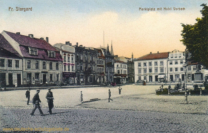 Preußisch-Stargard, Marktplatz mit Hotel Vorbach