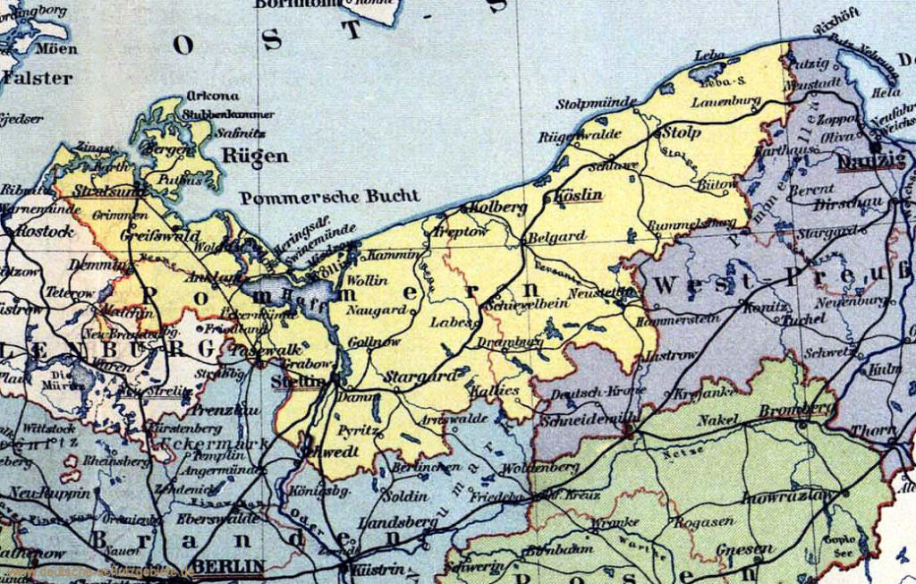 Provinz Pommern, Landkarte 1914