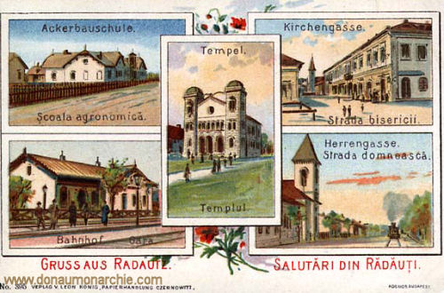 Radautz, Ackerbauschule, Kirchengasse, Bahnhof, Herrengasse
