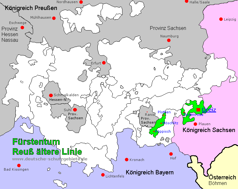 Fürstentum Reuß ältere Linie, Landkarte