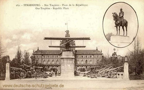 Straßburg i. E., zerstörtes Kaiser-Wilhelm-Denkmal 1918