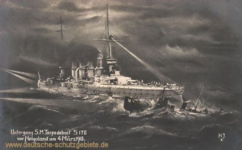 Untergang S.M. Torpedoboot S178 vor Helgoland am 04.03.1913