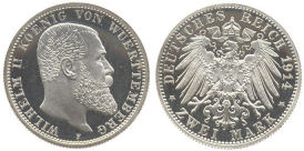 2 Mark, Württemberg 1914