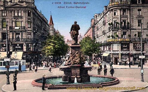 Zürich, Bahnhofplatz, Alfred Escher-Denkmal