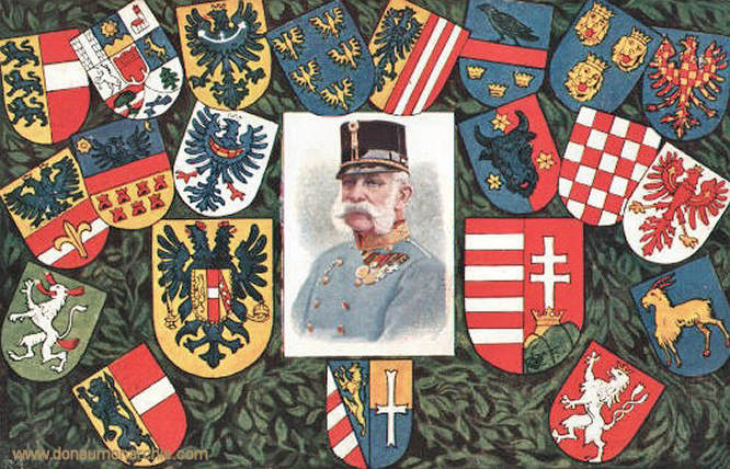 Kaiser Franz Josef mit Wappen