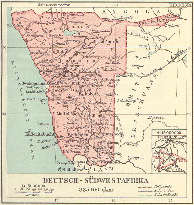 Deutsch-Südwestafrika, Landkarte 1912