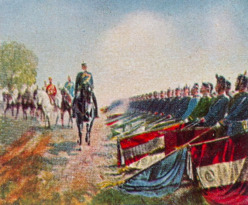 Erbeutete französische Fahnen auf dem Tempelhofer Feld, Juni 1871