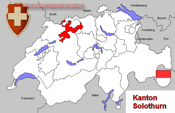 Kanton Solothurn, Karte 1914Bundesstaaten, Städte und Kolonien des