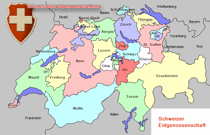 Schweizer Kantone, Karte 1914
