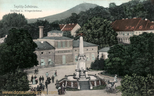 Teplitz-Schönau, Steinbad und Kriegerdenkmal