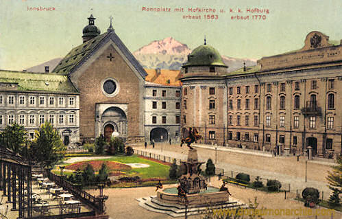 Innsbruck, Rennplatz Hofkirche und k. k. Hofburg
