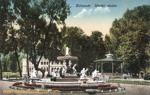 Klausenburg (Kolozsvár - Cluj), Sétatéri részlet (Springbrunnen)