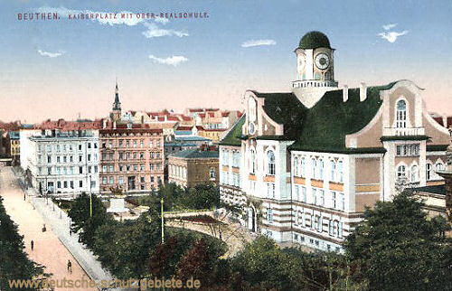 Beuthen O.-S., Kaiserplatz mit Ober-Realschule