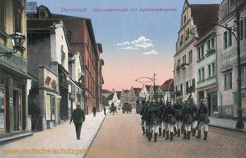 Darmstadt, Alexanderstraße mit Infanteriekaserne