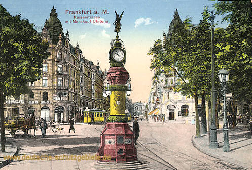 Frankfurt a. M., Kaiserstraße mit Manskopf-Uhrturm
