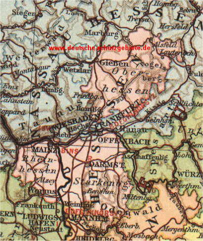 Großherzogtum Hessen, Karte 1914