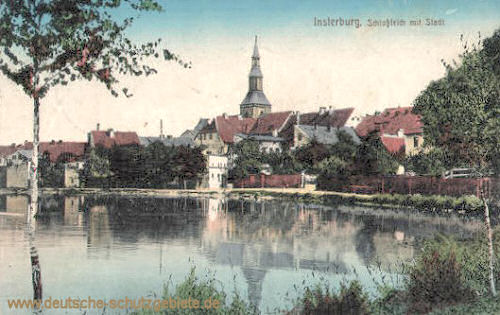 Insterburg, Schlossteich mit Stadt