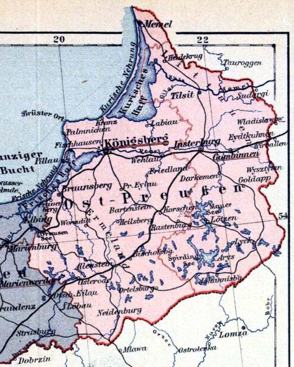 Provinz Ostpreußen, Landkarte 1914