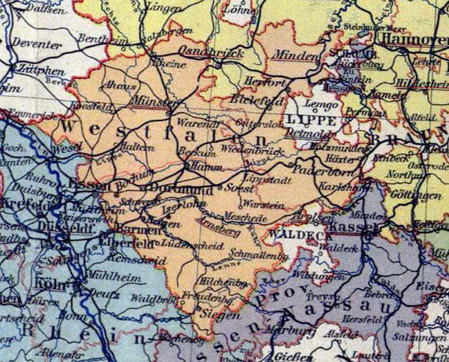 Provinz Westfalen, Landkarte 1900