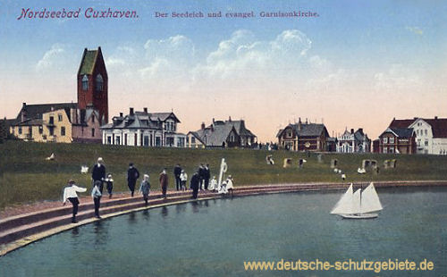 Cuxhaven, Seedeich und evangelische Garnisionskirche