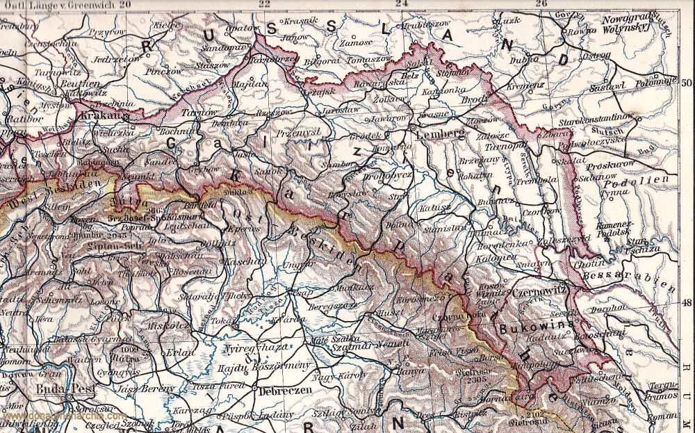Galizien und Bukowina, Detailkarte um 1900