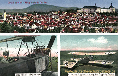 Gotha, Albatros-Doppeldecker auf dem Flugplatz
