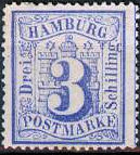 3 Schilling, Hamburg Briefmarke 1864