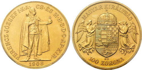 Kaiser Franz Joseph I., 100 Kronen, Königreich Ungarn 1908