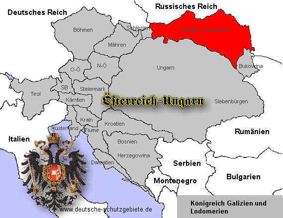 Galizien, Lage in Österreich-Ungarn
