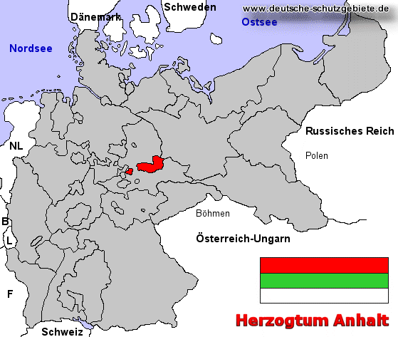 Herzogtum Anhalt, Lage im Deutschen Reich