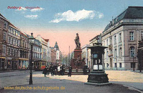 Duisburg, Königstraße mit Bismarckdenkmal