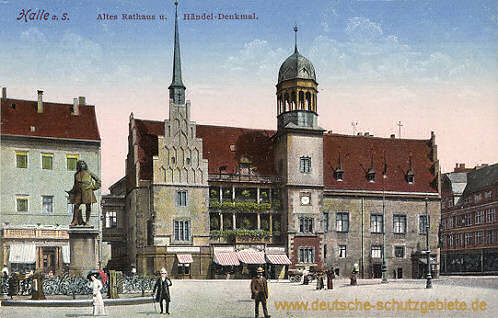 Halle, Altes Rathaus und Händel-Denkmal