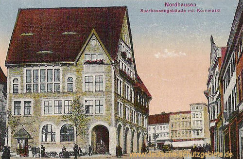 Nordhausen, Sparkasse und Kornmarkt
